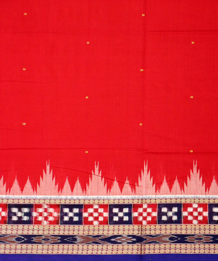 Red navy blue cotton handloom bomkai saree