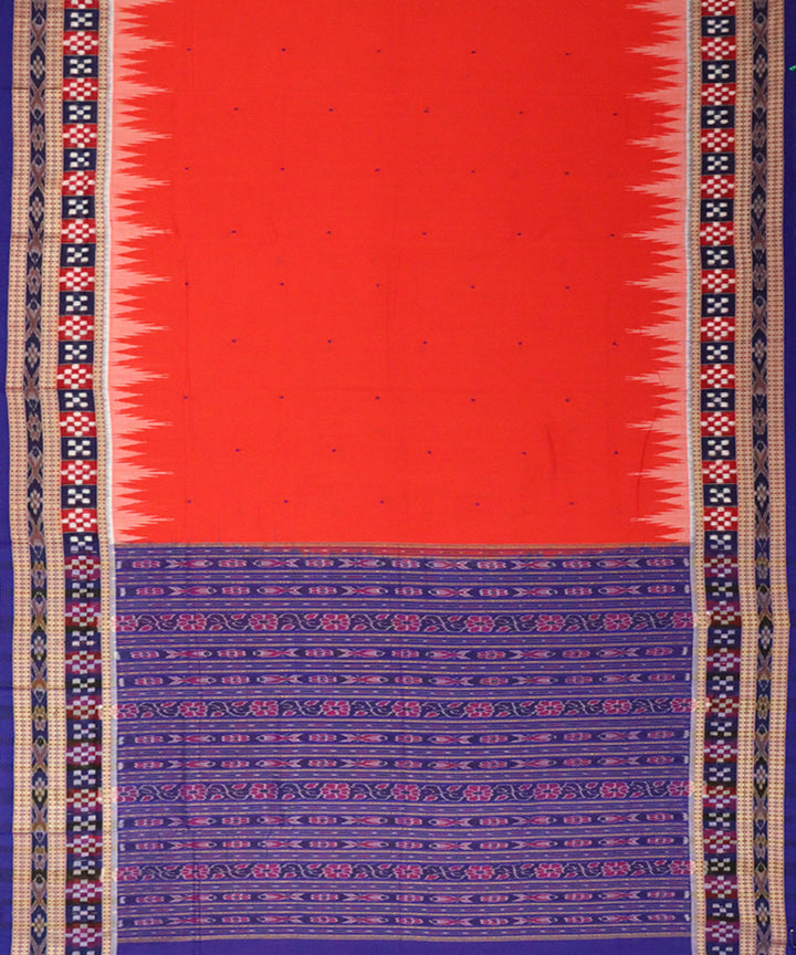 Orange navy blue cotton handloom bomkai saree