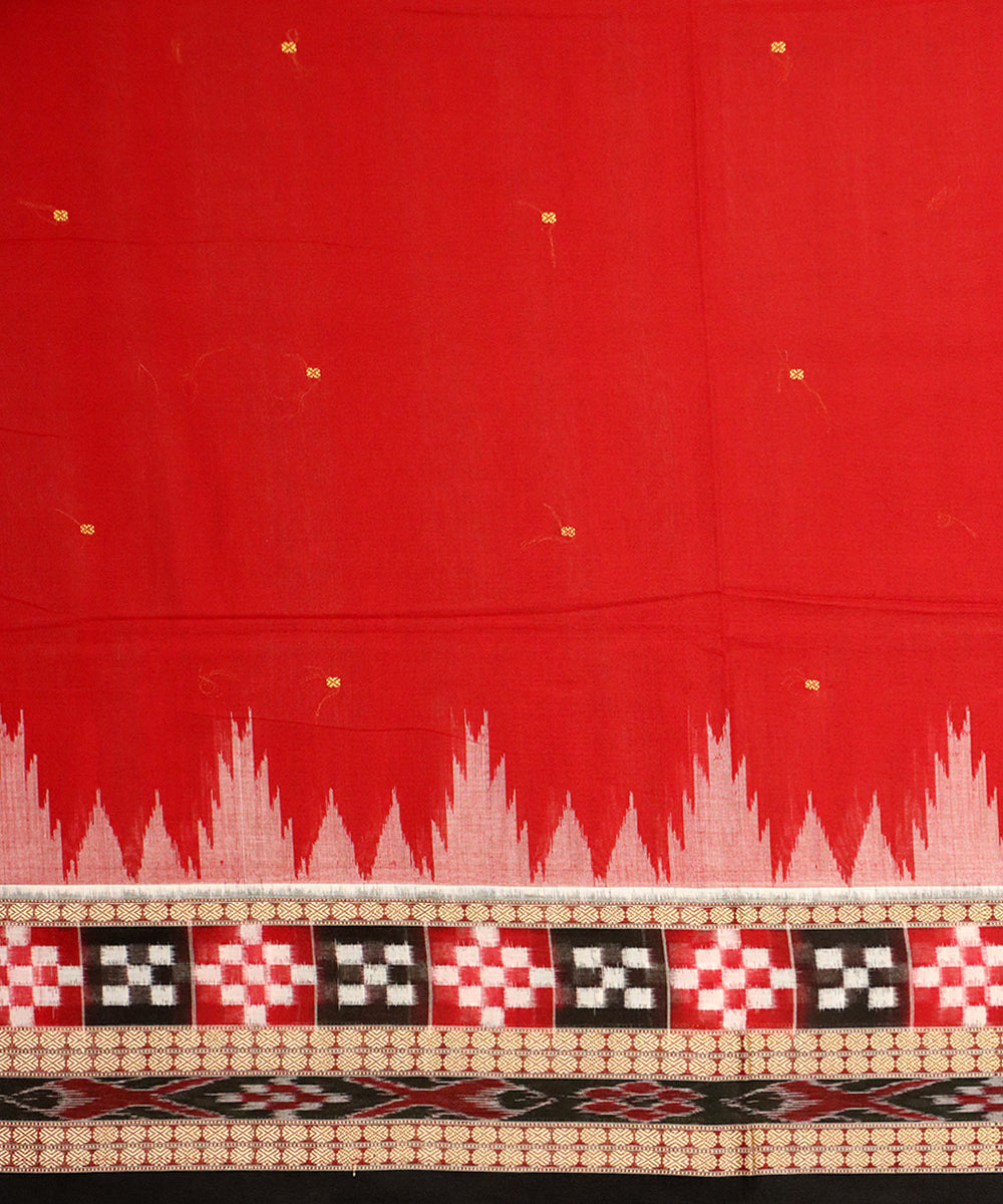 Maroon black cotton handloom bomkai saree