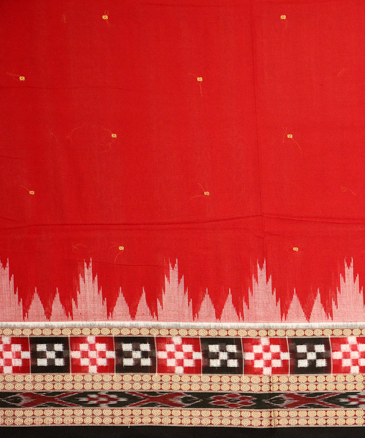 Maroon black cotton handloom bomkai saree