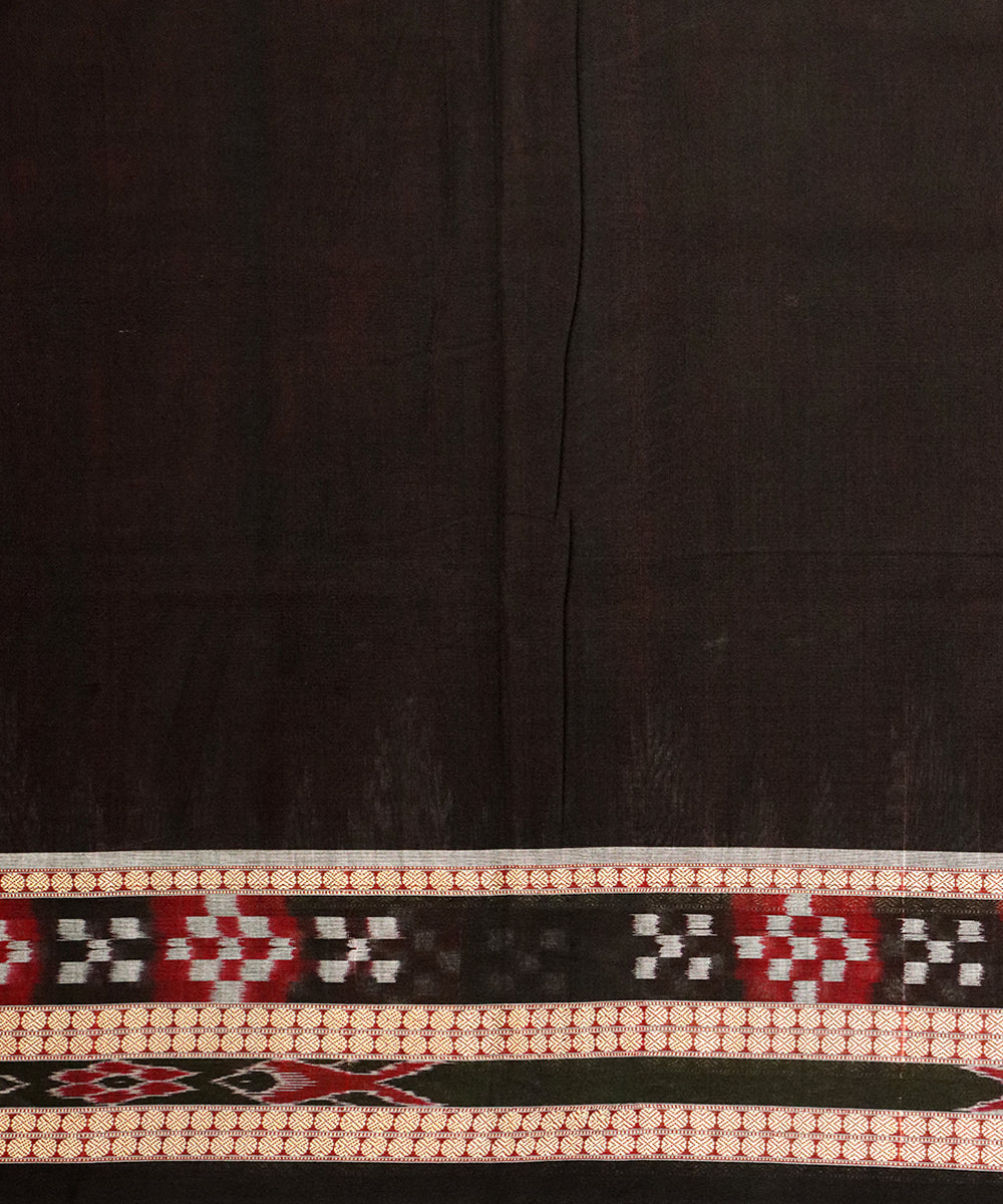 Maroon black cotton handloom bomkai saree