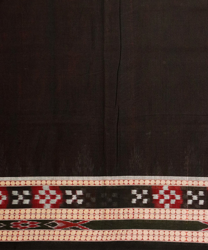 Maroon black cotton handloom bomkai saree