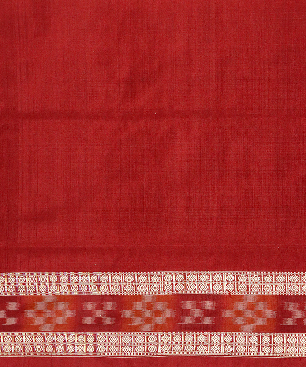 Offwhite maroon silk handloom bomkai saree