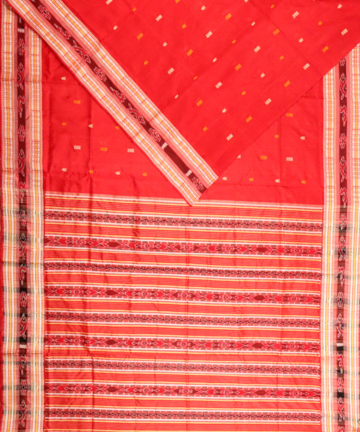 Red handloom bomkai silk saree