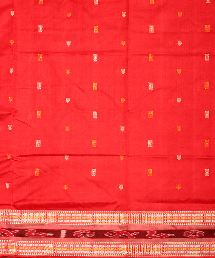 Red handloom bomkai silk saree