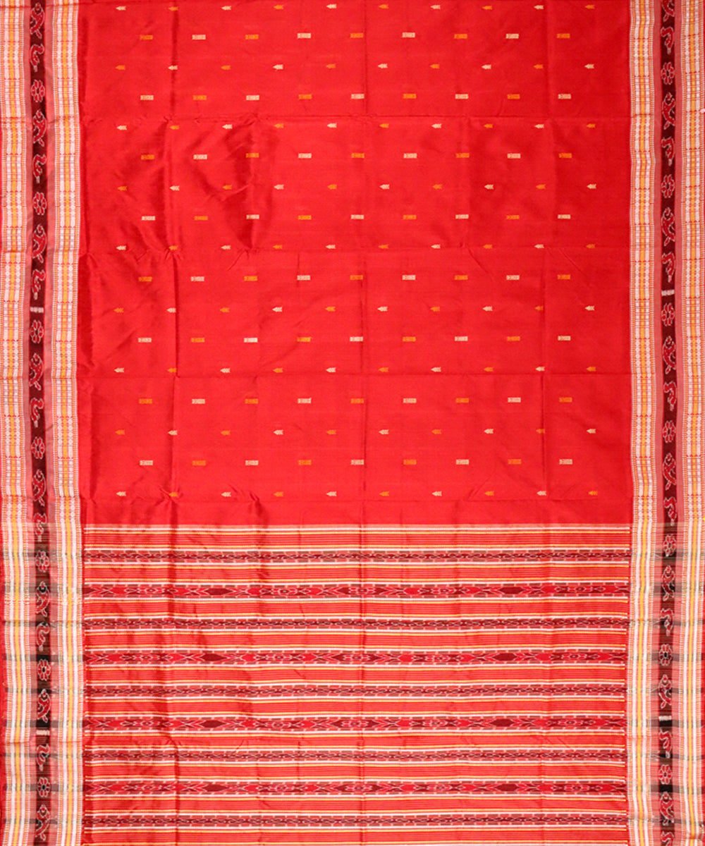 Red handloom bomkai silk saree