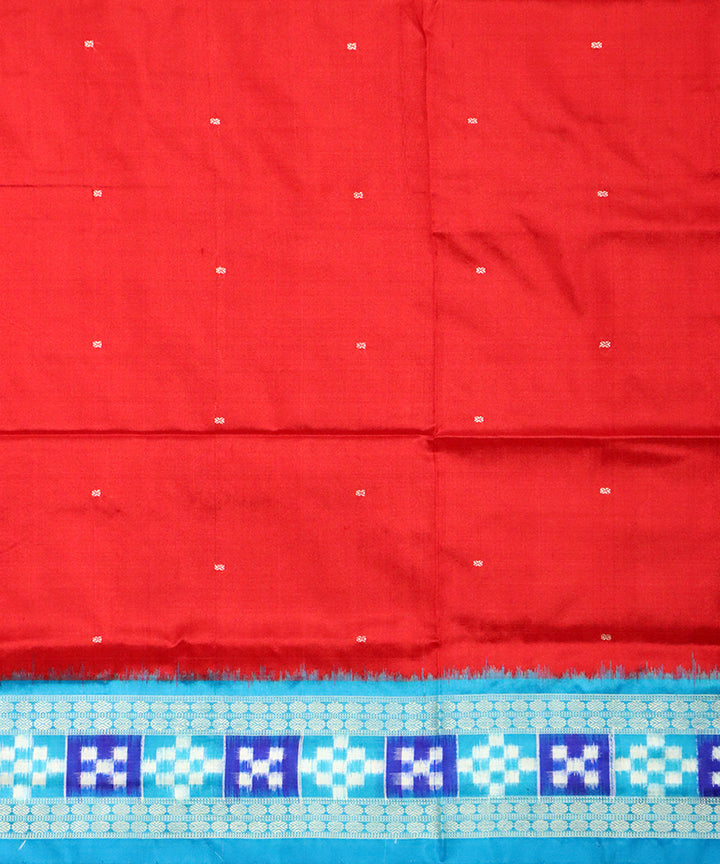 Red sky blue silk handloom bomkai saree