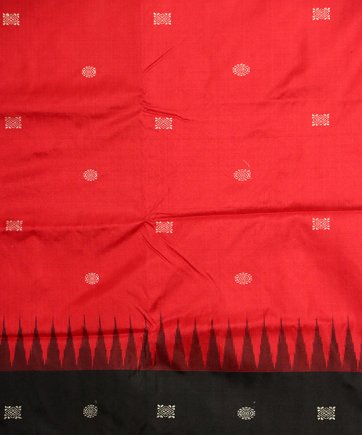 Red black handloom bomkai silk saree