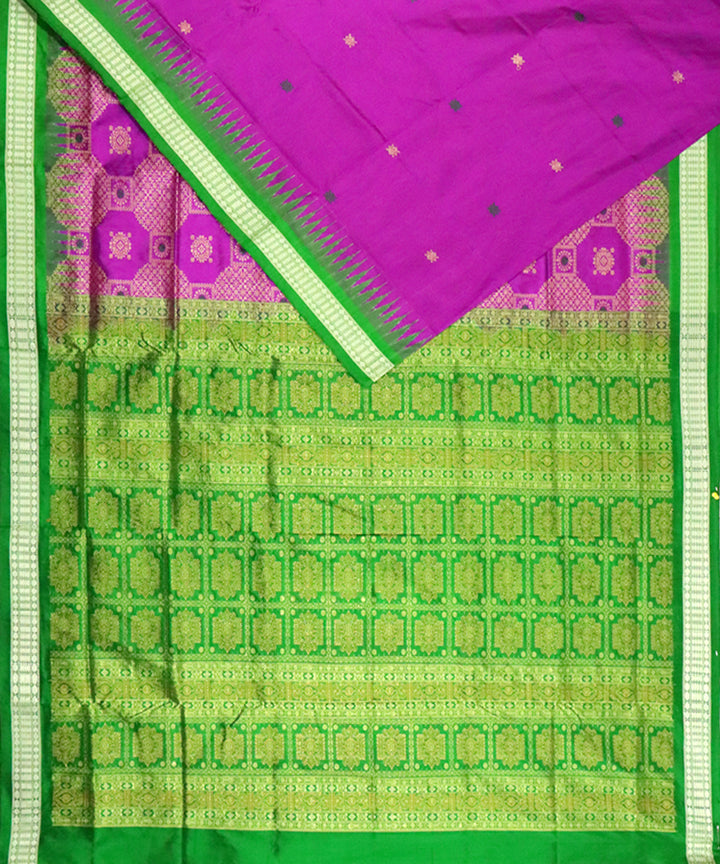 Violet green silk handloom bomkai saree