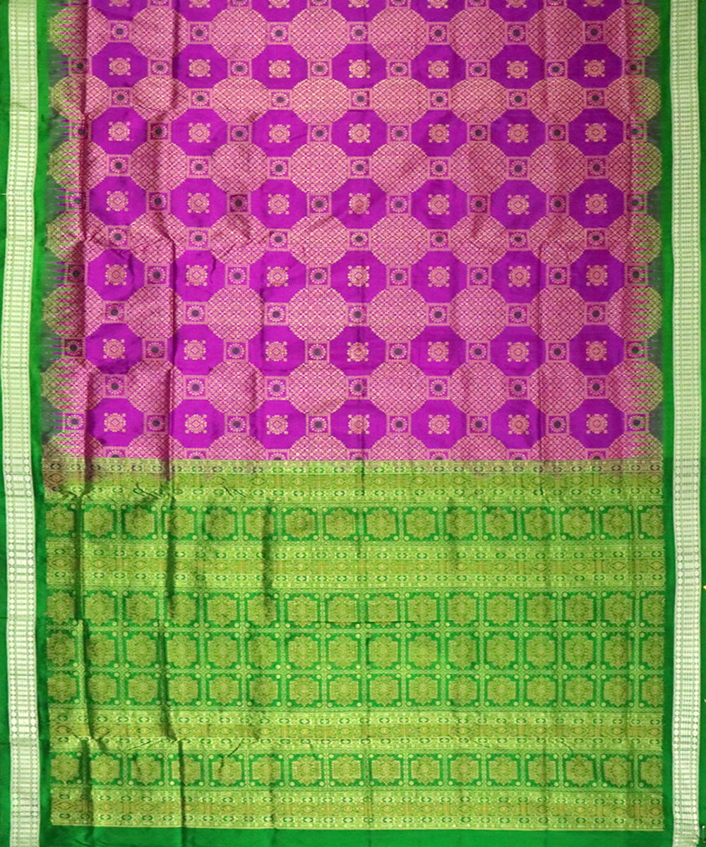 Violet green silk handloom bomkai saree