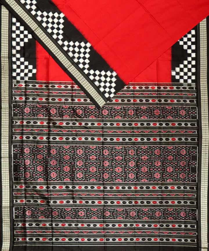 Red black silk handloom sambalpuri saree