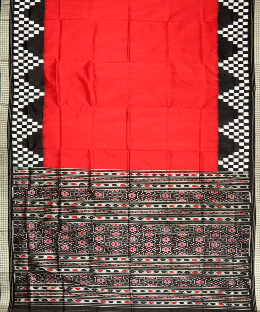 Red black silk handloom sambalpuri saree