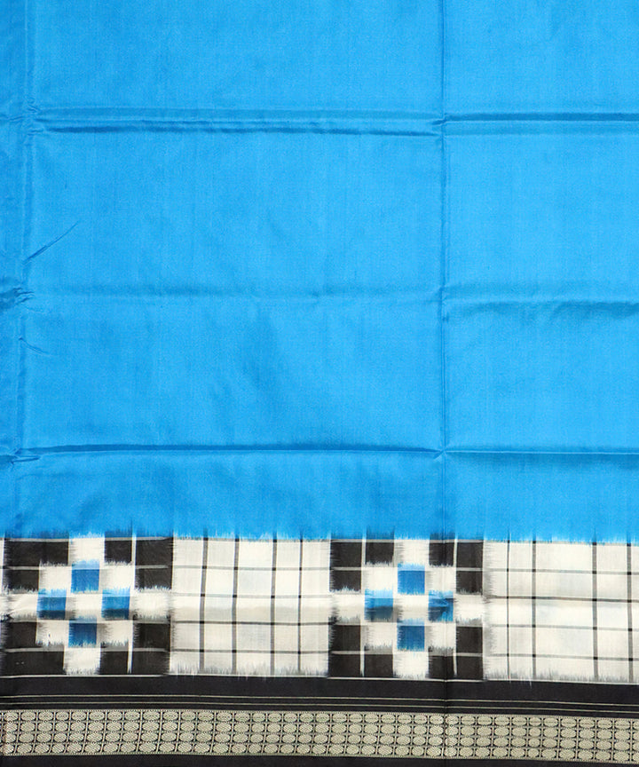 Sky blue black silk handloom sambalpuri saree