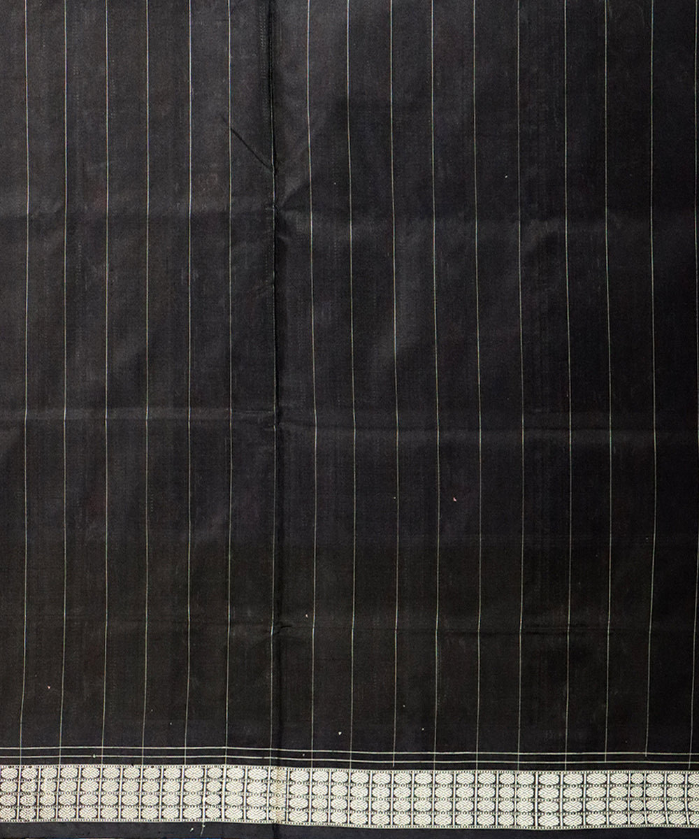 Sky blue black silk handloom sambalpuri saree