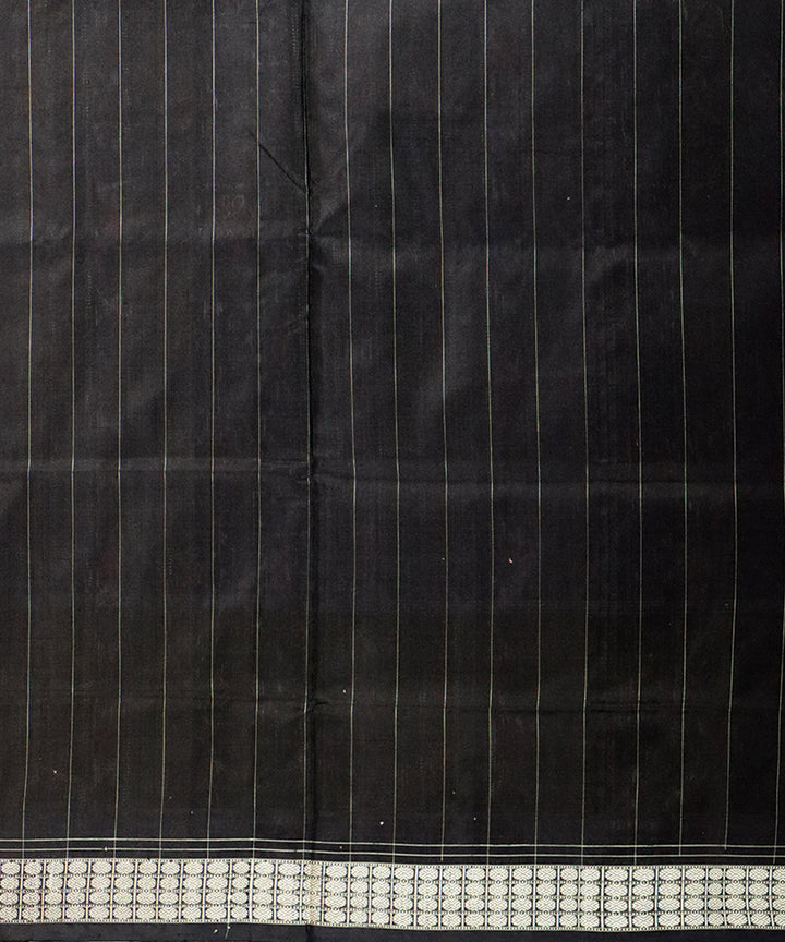 Sky blue black silk handloom sambalpuri saree