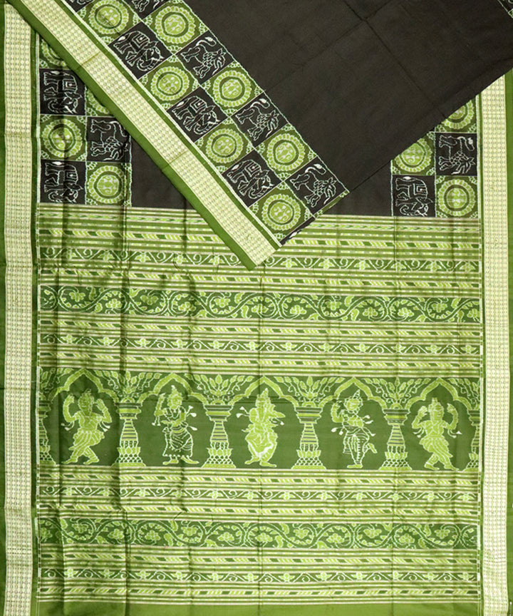 Black army green silk handloom sambalpuri saree