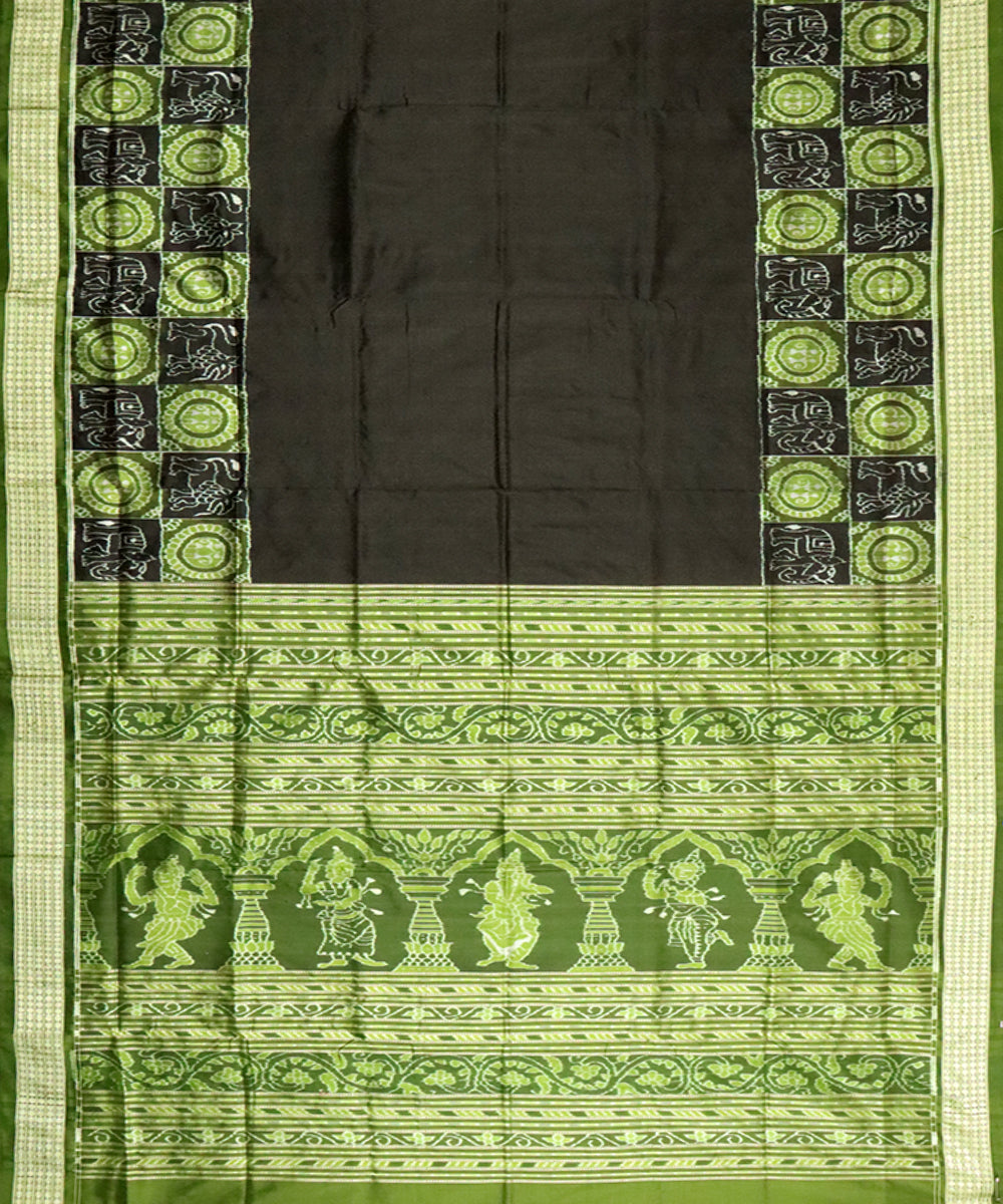 Black army green silk handloom sambalpuri saree