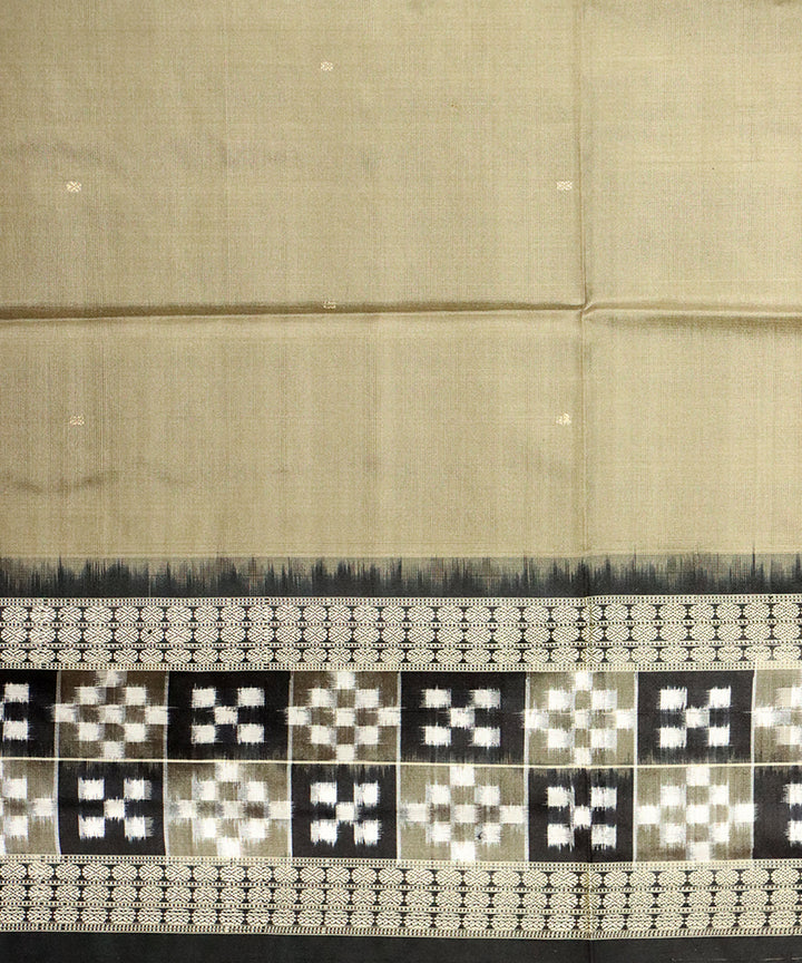 Dark tan black silk handloom bomkai saree