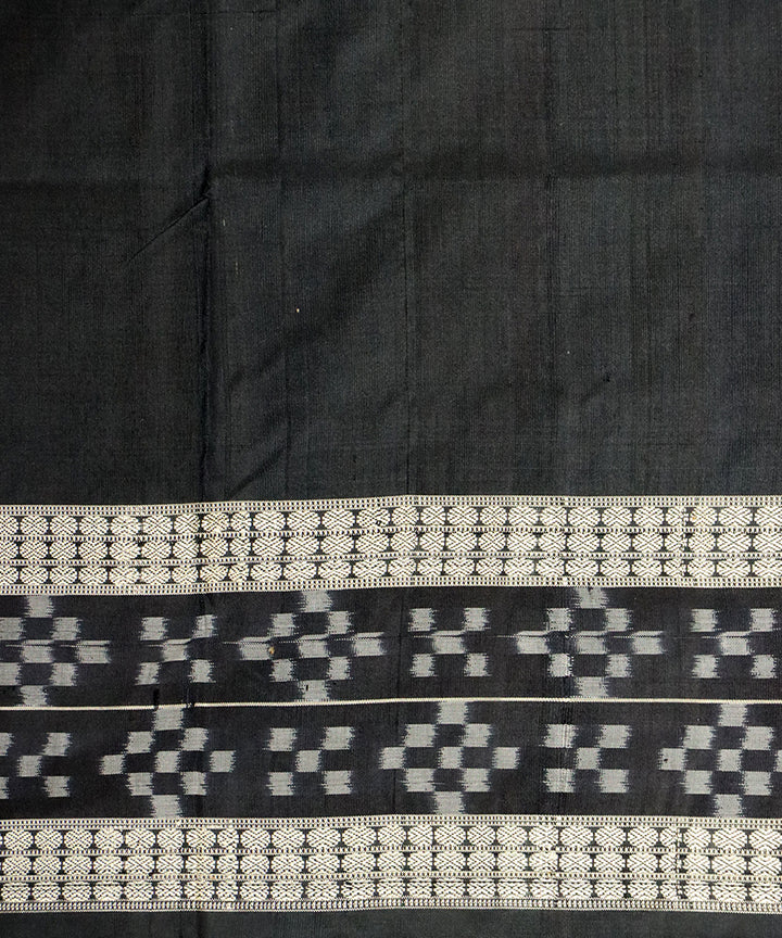 Dark tan black silk handloom bomkai saree