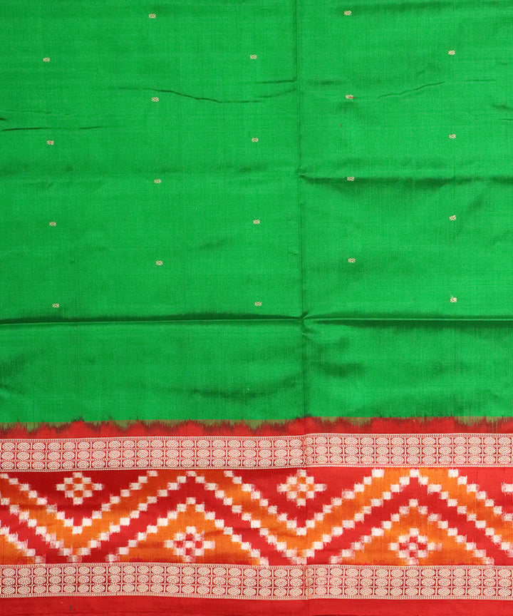 Lawn green red silk handloom bomkai saree