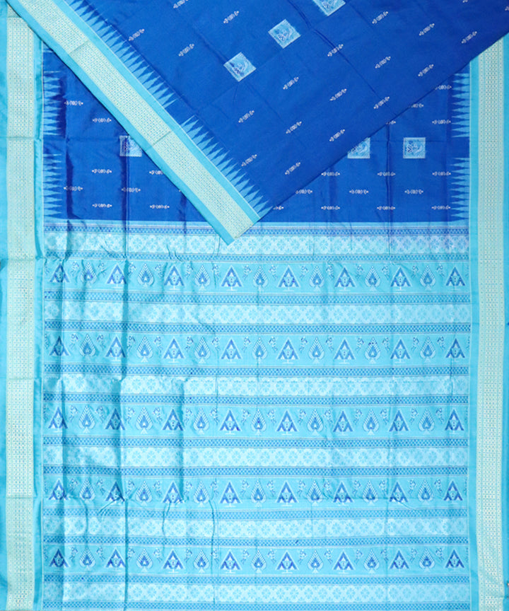 Cerulean blue cyan blue silk handloom bomkai saree
