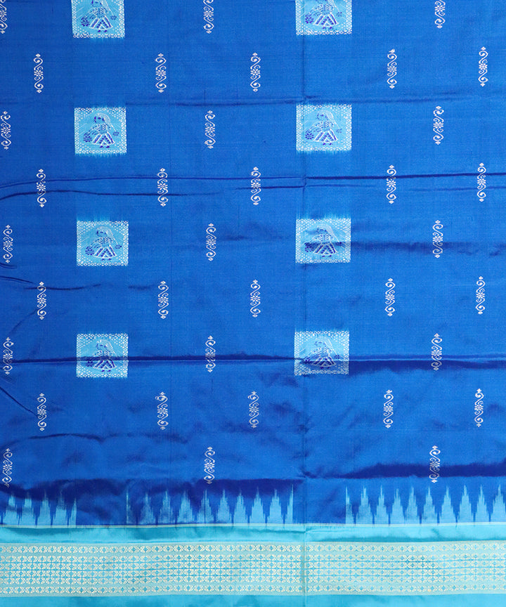 Cerulean blue cyan blue silk handloom bomkai saree