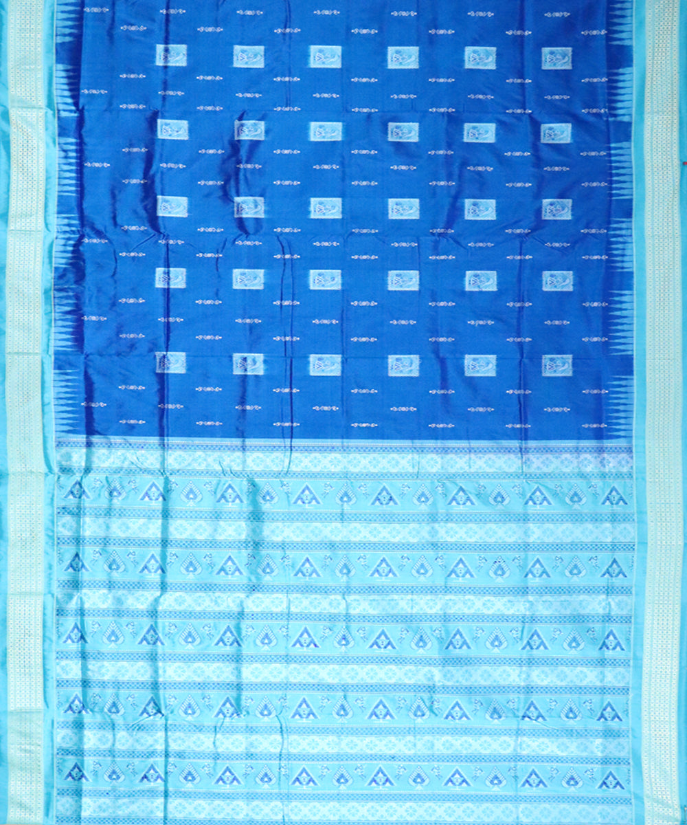 Cerulean blue cyan blue silk handloom bomkai saree