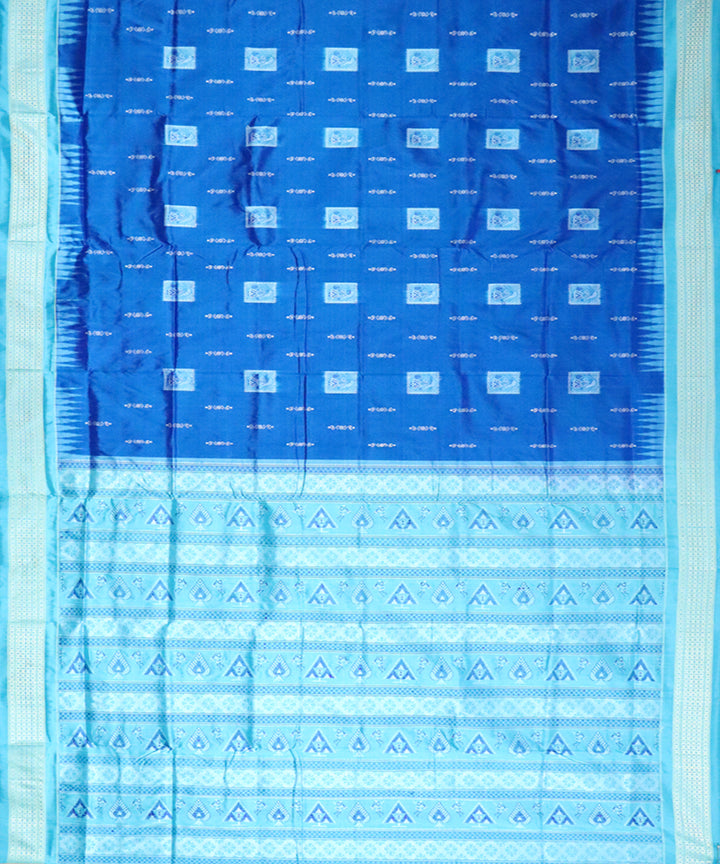 Cerulean blue cyan blue silk handloom bomkai saree