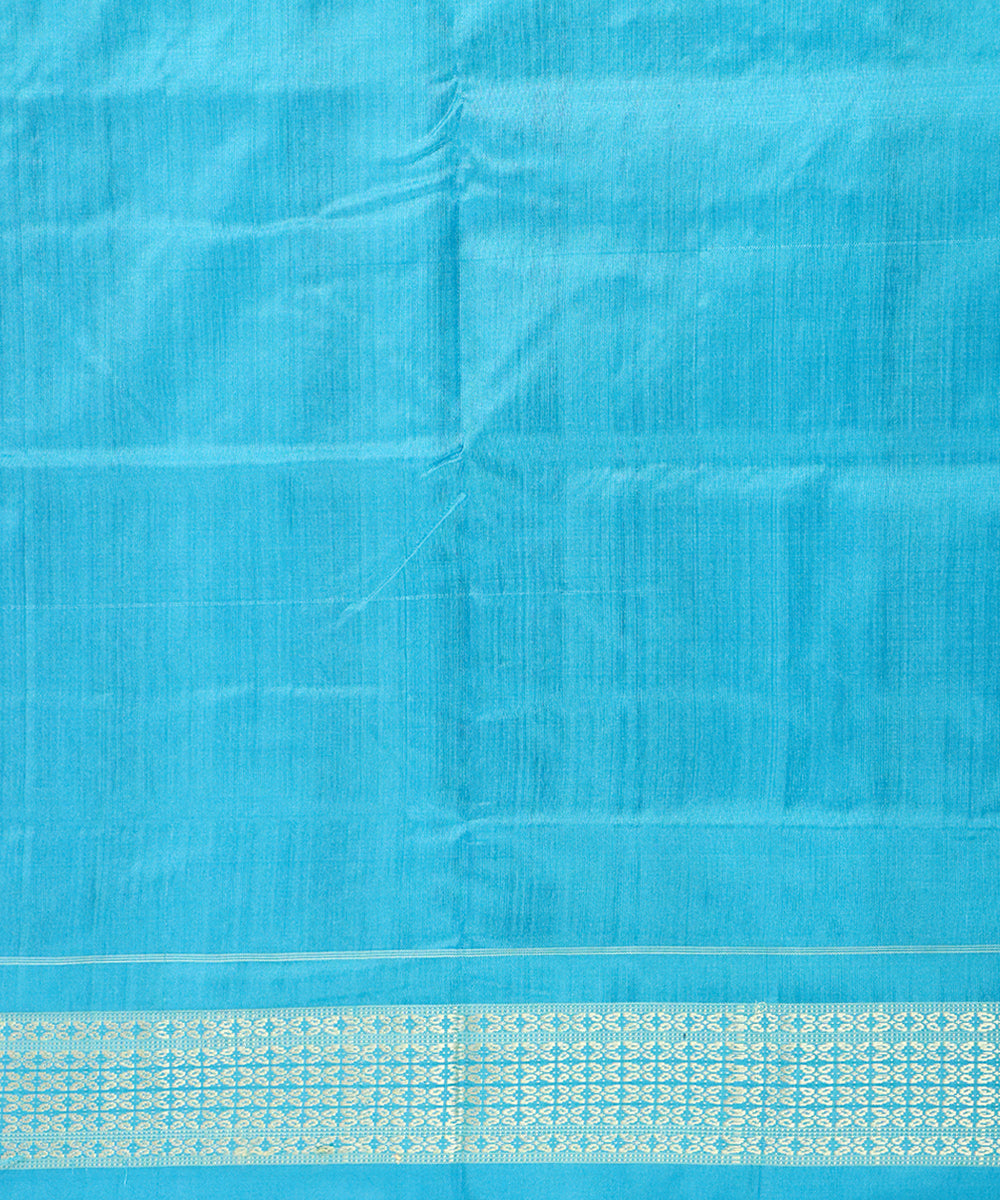 Cerulean blue cyan blue silk handloom bomkai saree