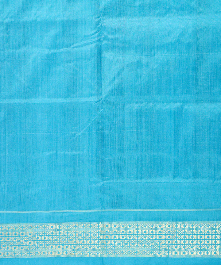 Cerulean blue cyan blue silk handloom bomkai saree