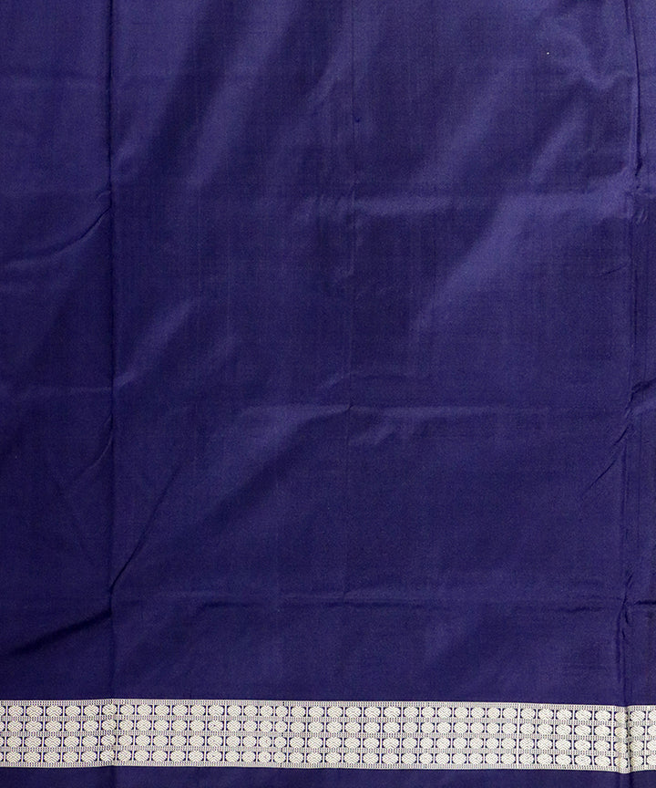 Powder blue navy blue silk handloom bomkai saree