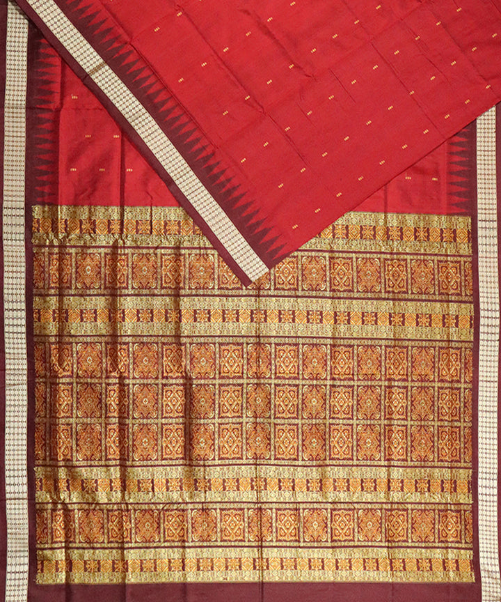 Maroon brown silk handloom bomkai saree