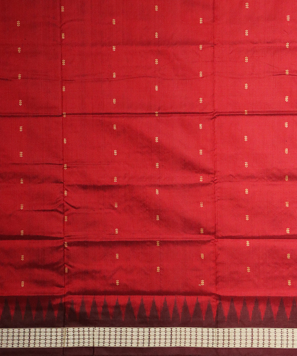 Maroon brown silk handloom bomkai saree