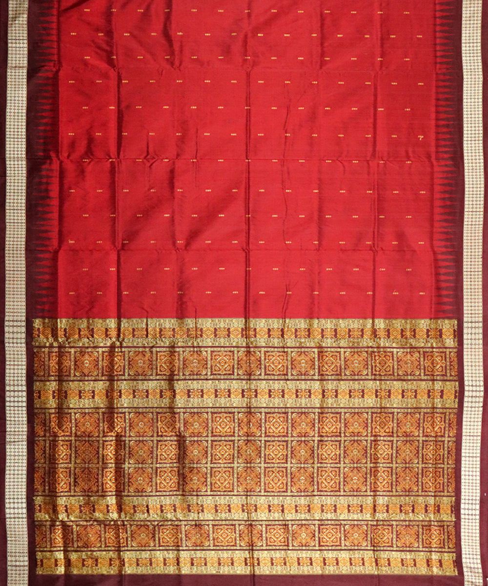 Maroon brown silk handloom bomkai saree