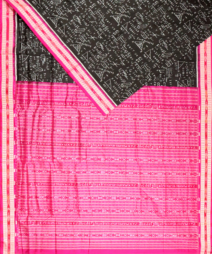 Black pink silk handloom sambalpuri saree