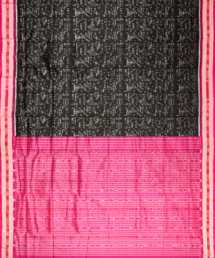 Black pink silk handloom sambalpuri saree