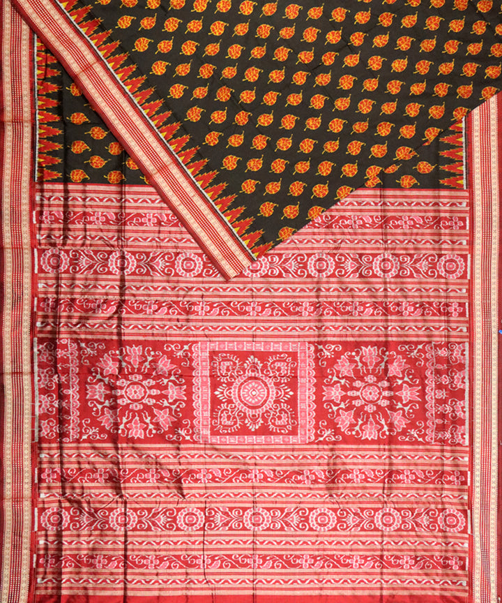 Black maroon silk handloom sambalpuri saree