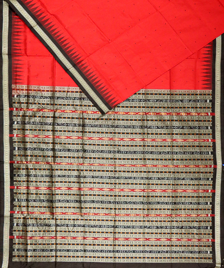 Red black silk handloom bomkai saree