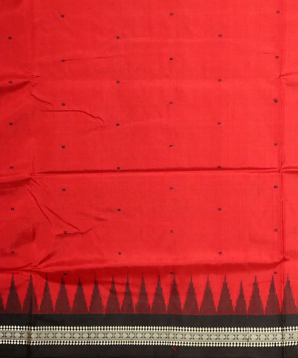 Red black silk handloom bomkai saree