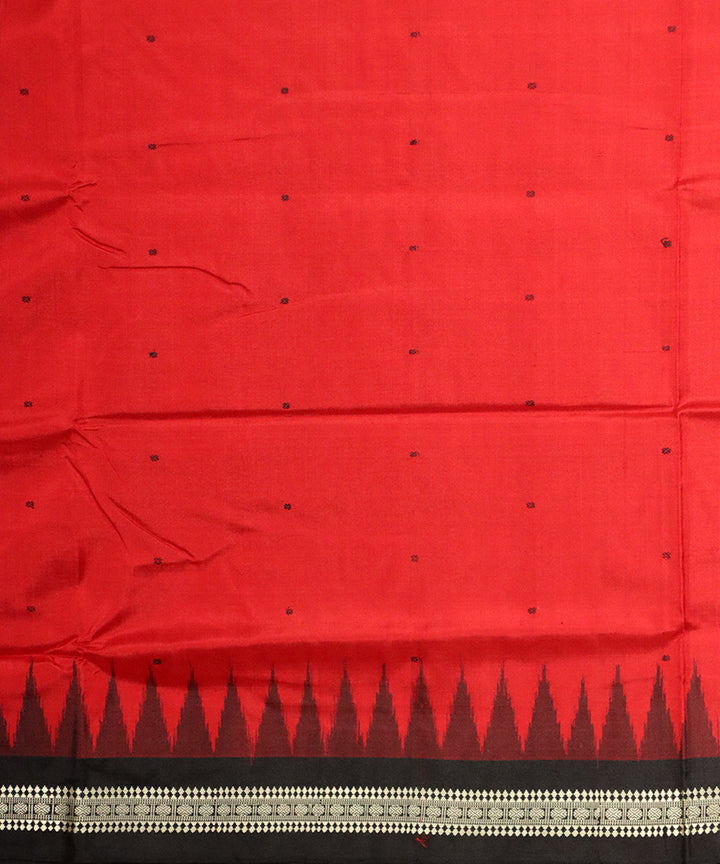 Red black silk handloom bomkai saree