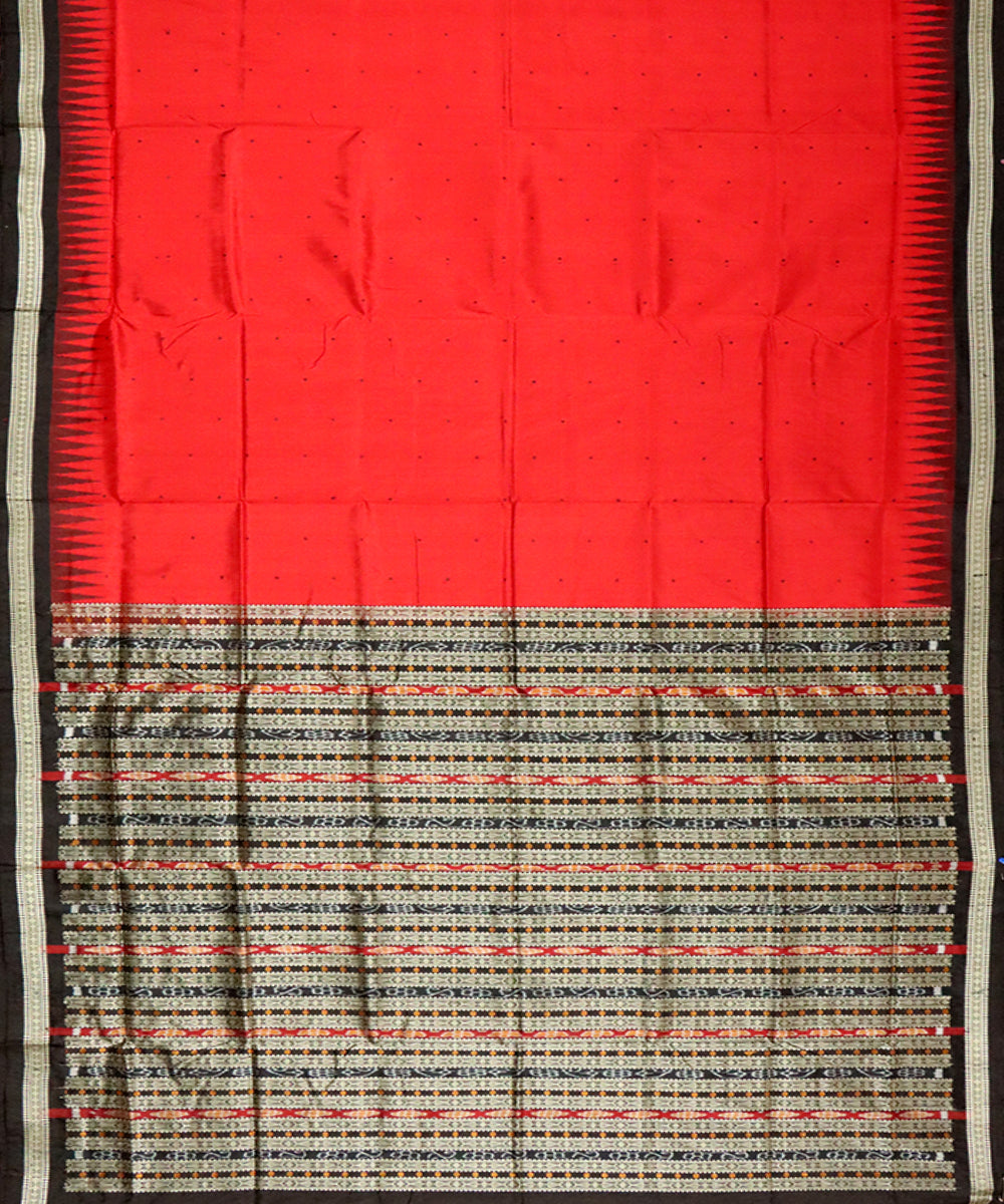 Red black silk handloom bomkai saree