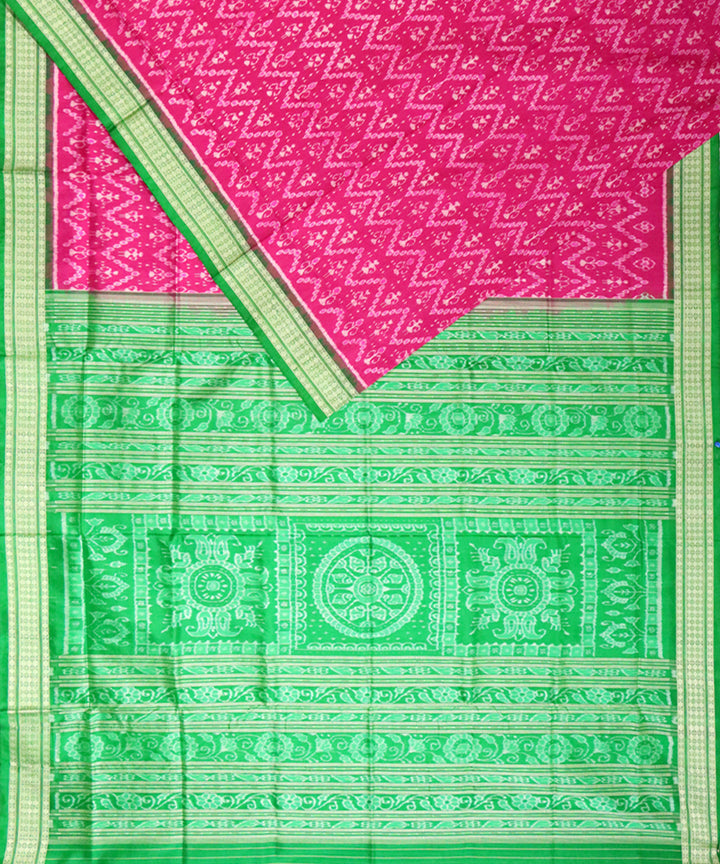 Pink green silk handloom sambalpuri saree