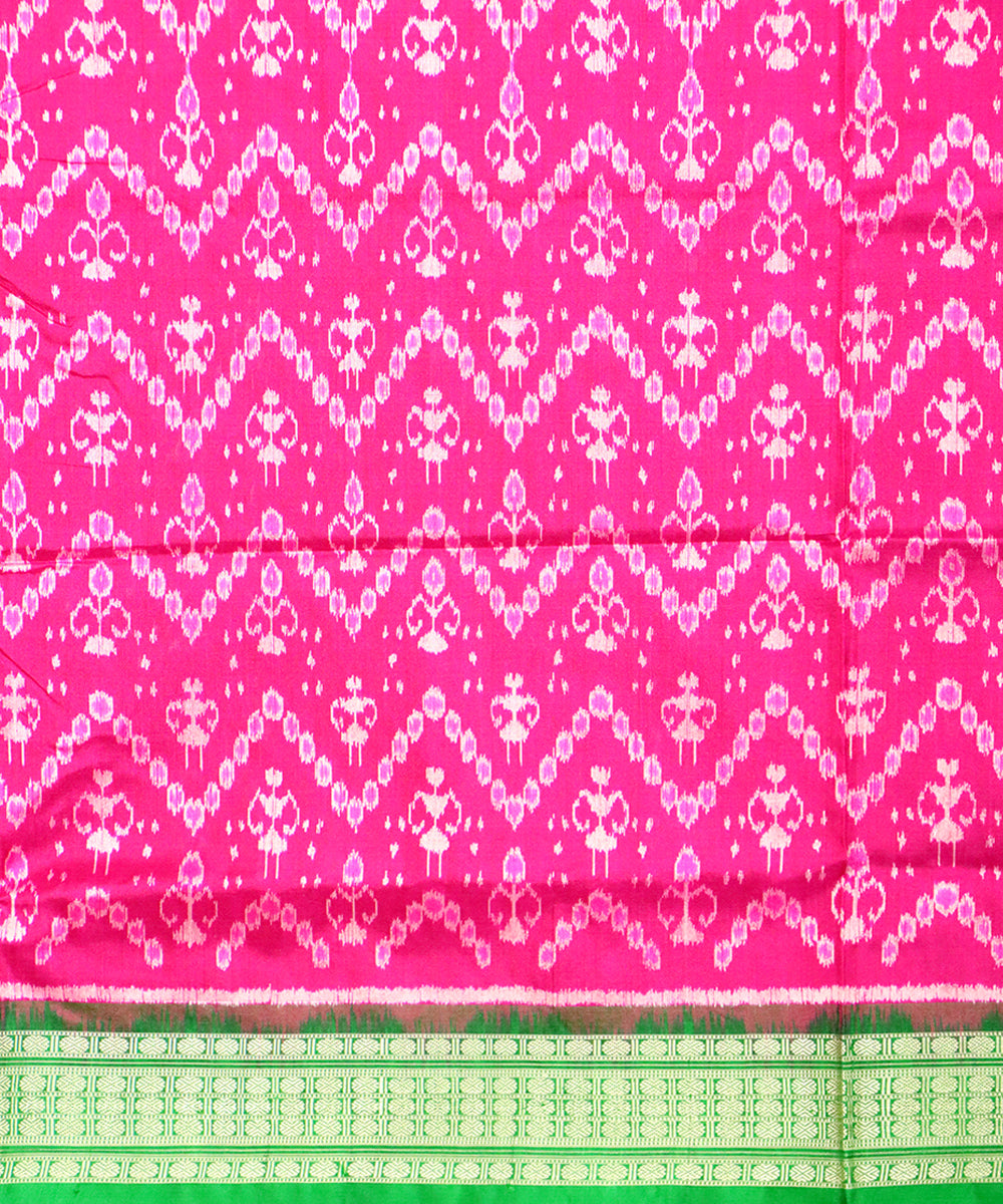 Pink green silk handloom sambalpuri saree