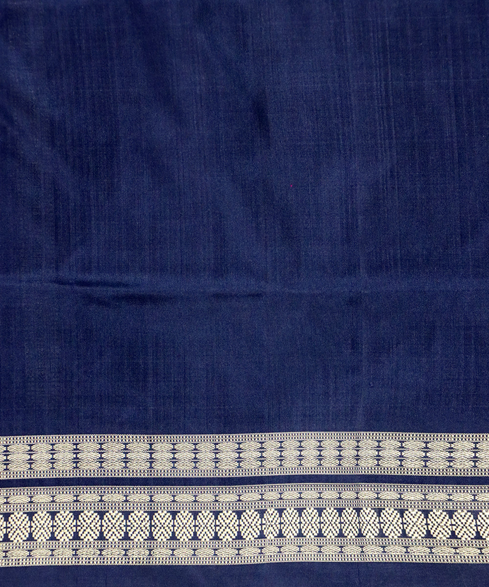 Pink navy blue silk handloom sambalpuri saree