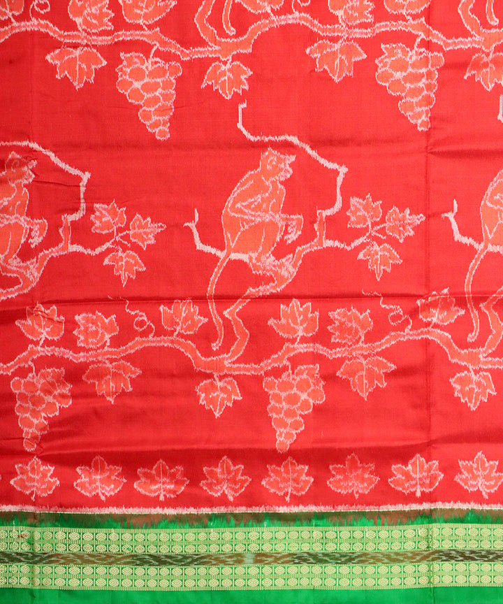 Orange green silk handloom sambalpuri saree