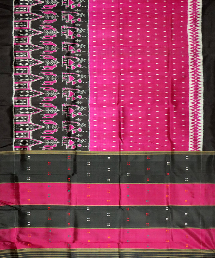 Dark raspberry black silk handloom khandua saree