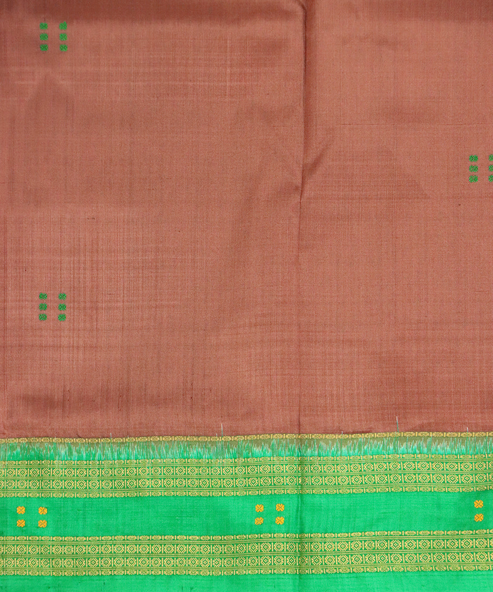 Coconut brown green silk handloom khandua saree