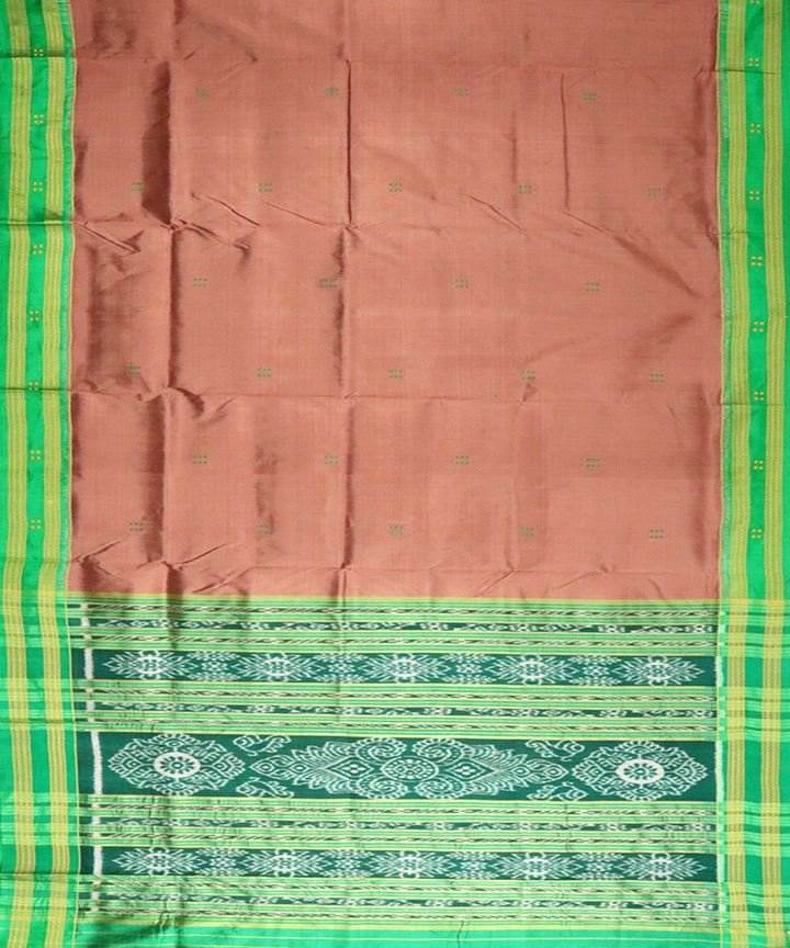 Coconut brown green silk handloom khandua saree