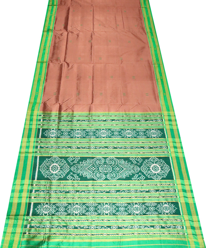 Coconut brown green silk handloom khandua saree