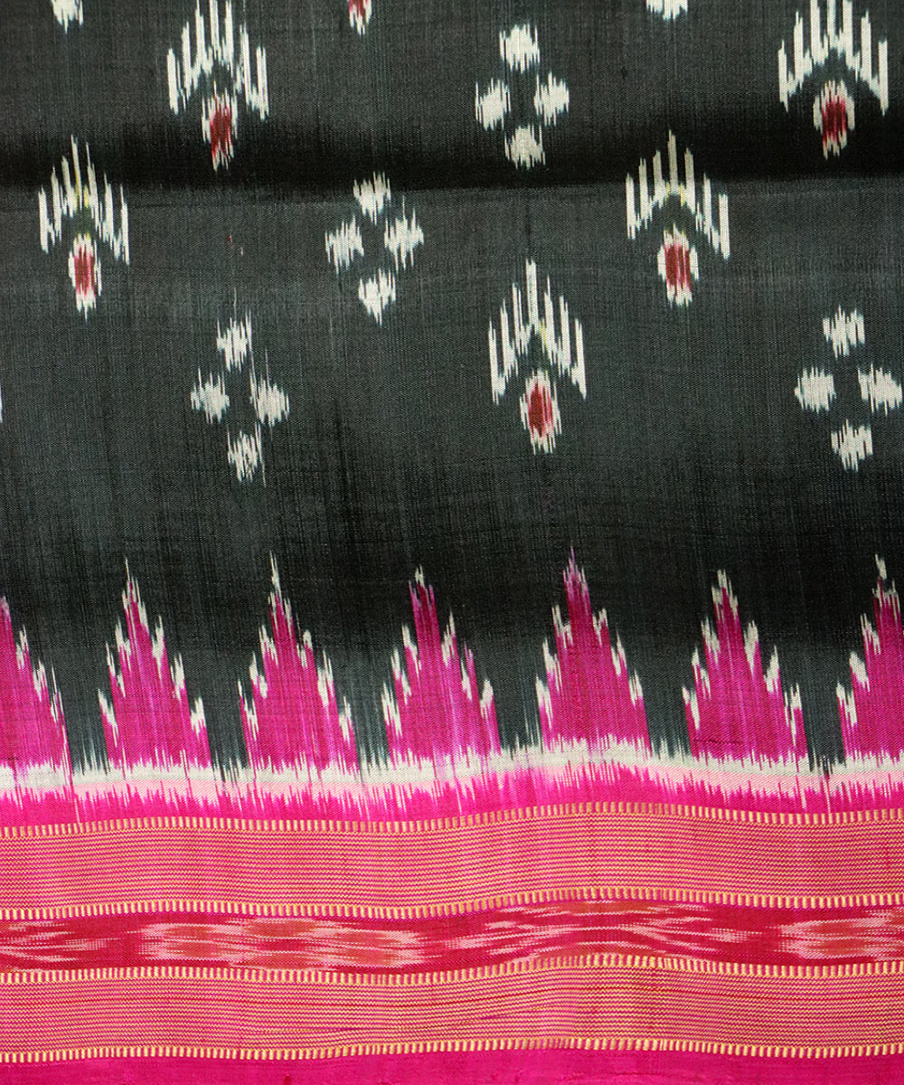 Black pink silk handloom khandua saree